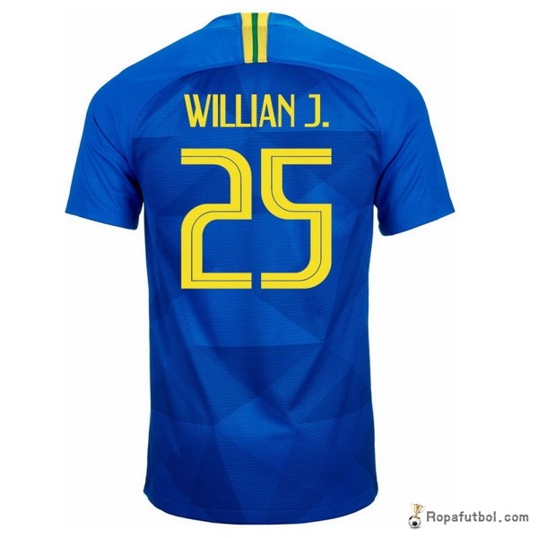 Camiseta Brasil Replica Segunda Ropa Willian J. 2018 Azul